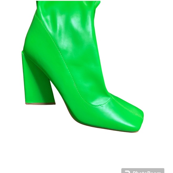Mix Shuz Lime Green Knee High Boots - Picture 4 of 6